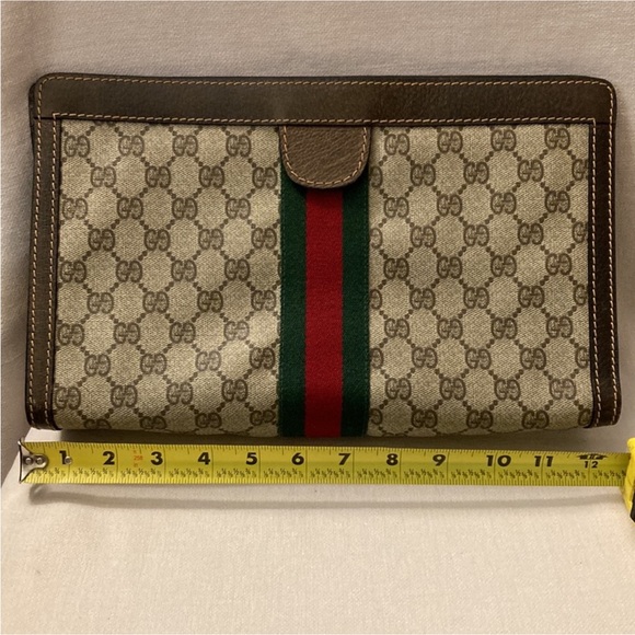 Authentic Vintage GUCCI GG Monogram Web Sherry Line Clutch Large - Picture 11 of 15